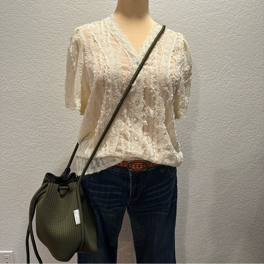 Anthropology‎ Jimeila Everywhere Green Bucket Bag Tote Athletic Vacation Travel - Picture 3 of 12